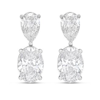 Diana M. Jewels 14K White Gold 20.00 Cts of Lab grown pear and oval shape diamond drop earrings
