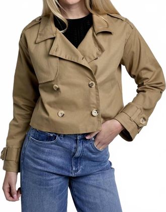 Cami NYC Evans Cropped Trench Coat Jacket In Khaki