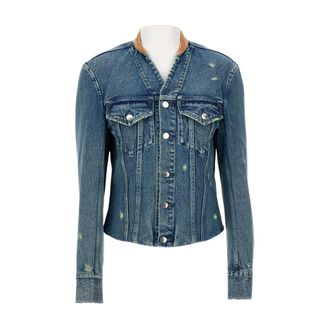 Tanaka Denim Jackets, female, Blue, Size: L Cotton Jacket with Contrast Collar