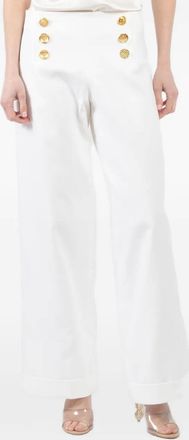 Fran&ccedil;oise Pantaloni in cotone con bottoni - Bianco