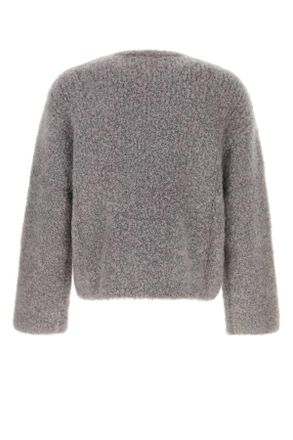 S&eacute;fr Mens Grey Stretch Mohair Blend Jermaine Sweater Fuzzyboucl&eacute; Maglieria