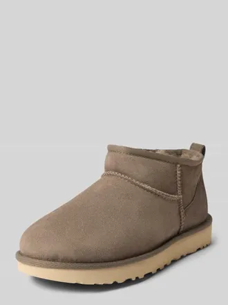 UGG Boots aus Leder mit Label-Patch Modell CLASSIC ULTRA MINI in Oliv, Gr&ouml;&szlig;e 36