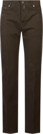 Kiton Logo Patch Jeans - Heren - Slim Fit Broeken - Bruin - W36 - Katoen - Broeken