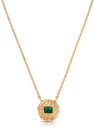 Ettika Textured Baguette Disc Necklace in Green at Nordstrom Rack