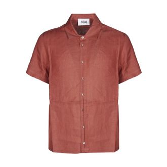 Alpha Studio Short Sleeve Shirts, male, Brown, Size: 2XL m/m Short Sleeve Shirt