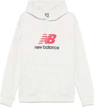 New Balance Hoodies, male, Gray, Size: M Light Grey Sweatshirt with Pouch Pocket