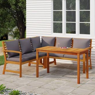 vidaXL Set da Pranzo Giardino 4pz con Cuscini Legno Massello di Acacia vidaXL