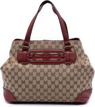 Gucci Pre-owned Tote Bags, female, Brown, Size: ONE SIZE Pre-owned Jacquard Tote Bag