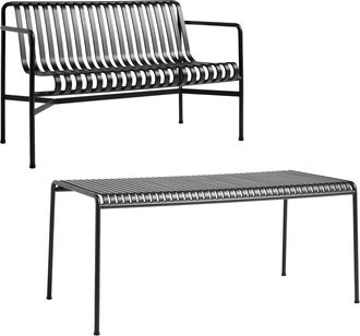 HAY Palissade Tisch + Dining Bench, anthrazit