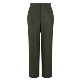 Emporio Armani Wide Trousers, female, Green, Size: M Pleated Trousers with High Waist