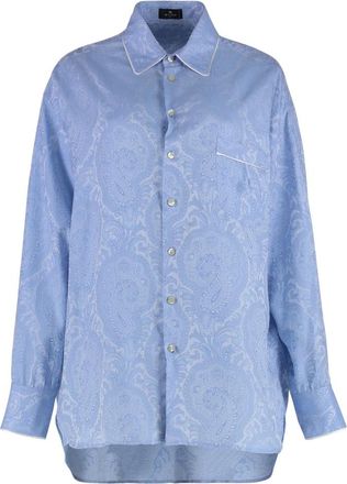 Etro Etro, Shirts, female, Blue, Size: S Paisley Cotton Overshirt