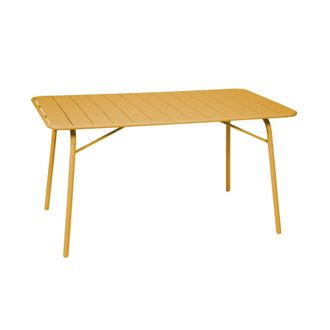 Sweeek Mesa de jard&iacute;n bistr&oacute; de acero plegable, 6 plazas, 140cm, ocre