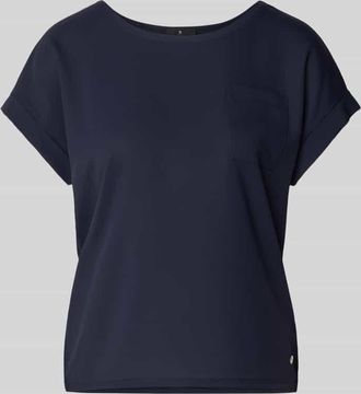 Monari Blusenshirt mit verl&auml;ngertem R&uuml;cken und Brusttasche in Marine, Gr&ouml;&szlig;e 34