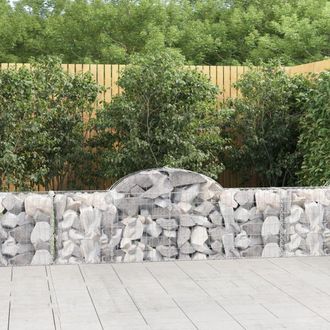 Berkfield Home Arched Gabion Baskets 2 pcs 200x30x60/80 cm Galvanised Iron in Silver