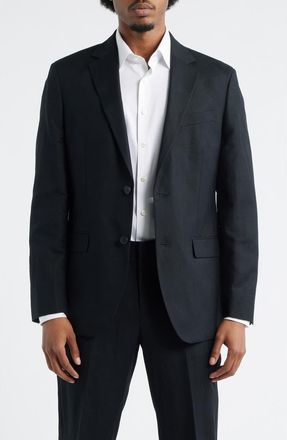 Open Edit Slim Fit Solid Linen Blend Sport Coat in Black at Nordstrom, Size 44