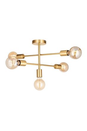 Netlighting Studio Multi Arm Lamp Semi Flush Ceiling Lamp Satin Brass Plate in Gold