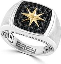 Effy Sterling Silver & 14K Gold Black Sapphire Starburst Ring at Nordstrom Rack, Size 10