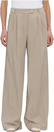 Simple Broeken, Dames, Beige, L, Wide Broeken