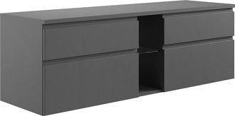 Vente-Unique Mueble de ba&ntilde;o flotante - Gris - 150 cm - MAGDALENA II