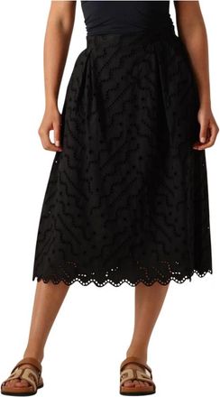 Suncoo Elegante Zwarte Midi Rok - Dames - Midirokken - Zwart - XS - Rokken