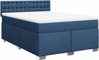vidaXL Cama Box Spring Con Colch&oacute;n Tela Azul 140x190 Cm Vidaxl