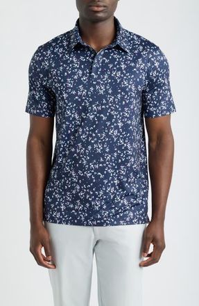 G/Fore Wildflower Tech Jersey Polo Shirt in Twilight/snow at Nordstrom, Size Xx-Large