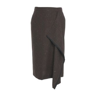 Kaos Midi Skirts, female, Brown, XS, Asymmetric Midi Skirt Marrone Aw25
