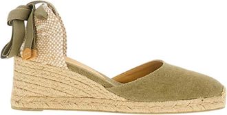 Castaner Green Round-toe Wedges