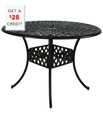 Sunnydaze Black Outdoor Patio Table Cast Aluminum W/ Crossweave Design With $28 Credit