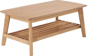 Beliani Mesa De Centro Tablero De Mdf Madera Clara 100 X 55 Cm Patas De Madera De Caucho Cl&aacute;sico Tulare