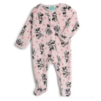 Disney Minnie Mouse Baby Girls Fleece One Piece Sleep N Play in Blush Pink Minnie at Nordstrom, Size 3-6M