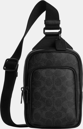 Coach Mens Racer Sling Pack In Signature Canvas - Black Leather - One Size