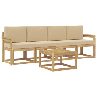 vidaXL Conjunto De Sof&aacute;s De Exterior Con Coj&iacute;n 5 Pcs Y Beige Vidaxl