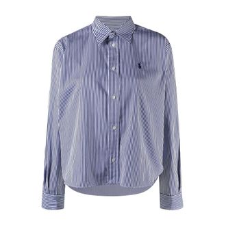 Polo Ralph Lauren Camisa de Rayas Cl&aacute;sica con Cuello Abotonado - Blouses & Shirts - Mujer - Azul - XL