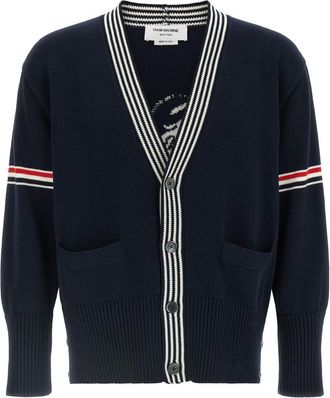 Thom Browne Navy Blue V Neck Cardigan