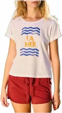 Sundry La Mer Rolled Sleeve Tee In White