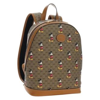 Gucci Pre-owned Micro Small GG Canvas Rugzak - Dames - Pre-owned - Beige - Maat: ONE Size Leer