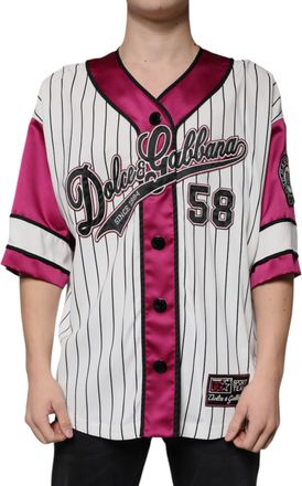 Dolce & Gabbana Multicolor Logo Jersey Button V-neck Mens T-shirt