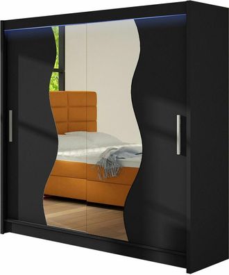 Mirjan24 Armario Closico Area, Negro, 215x180x58cm, Puertas De Armario: Correderas, N&uacute;mero De Estantes: 5, Led