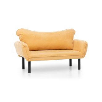 Dmora Sof&aacute; Cama 2 Plazas Hone, Almacenamiento, Reclinable, Apertura Click-clack, 140x65 Cm Amarillo