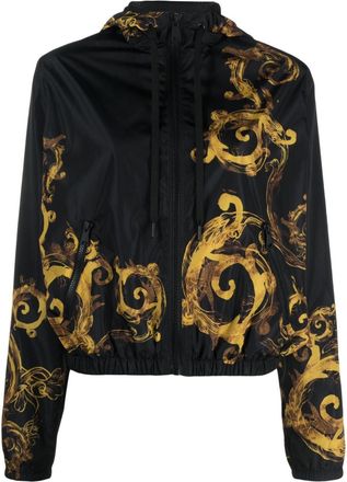 Versace Jeans Couture Barocco-print hooded jacket - women - Polyester - 40 - Black