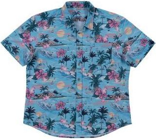 Burnside Premier Tropical Print Short Sleeve Button Up Shirt in Light Blue at Nordstrom Rack, Size Xx-Large