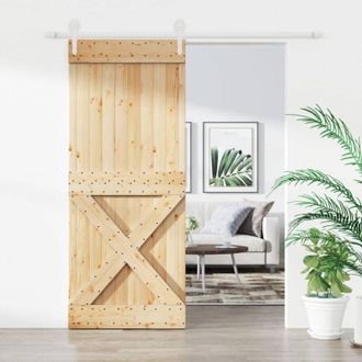 vidaXL Vidaxl - Puerta Corredera Con Herrajes Madera Maciza De Pino 85x210 Cm