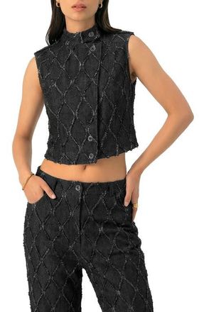 Ivonne Distressed Denim Vest in Black at Nordstrom, Size 14