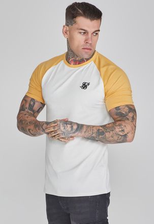 Siksilk Camiseta Raglan crudo y amarillo para hombre SikSilk XL