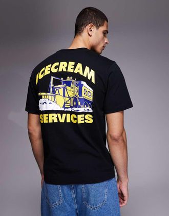 Icecream Services - T-shirt nera con logo-Nero