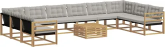 vidaXL Set Di Divani Da Esterno 11 Pz Bianco E Grigio Chiaro Vidaxl