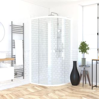 Aurlane Puerta De Ducha Corredera Blanca De 89 A 90x190 Cm + Plato De Ducha- Whity