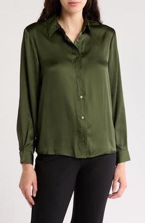 By Design Valerie Tie Front Blouse in Rifle Green at Nordstrom Rack, Size X-Small