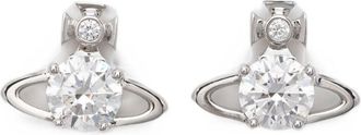 Vivienne Westwood Silver Planet-Inspired Clear Gemstones Earrings